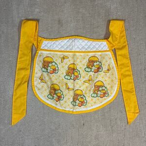 Vintage 70s Mushroom Butterflies Daisies Royal Retro Terry Cloth MCM Half Apron